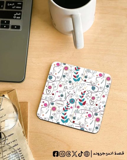 white flowers -coaster