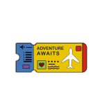 Adventure Awaits Plane Ticket red yellow -Metal