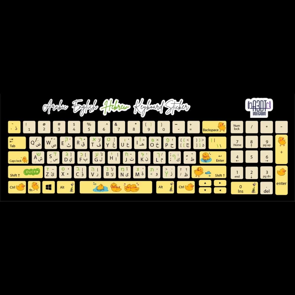 6sMmG1k9y013oRvKqLzp7HR7lHkM8ITbTRUHpgHd.jpg Ducks (Arabic - English- Hebrew)- keyboard sticker - الصورة 1