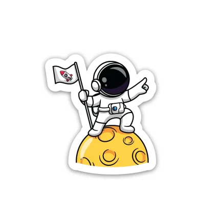 Astronaut with flag sticker