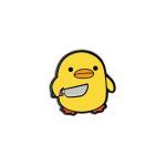 Duck with a knife gray -lapel pin