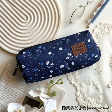 Navy flowers -Pencil Case