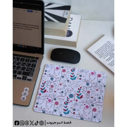 white flowers -mouse pad
