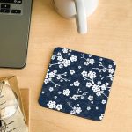 navy flowers -coaster