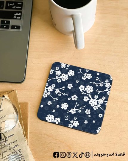 navy flowers -coaster