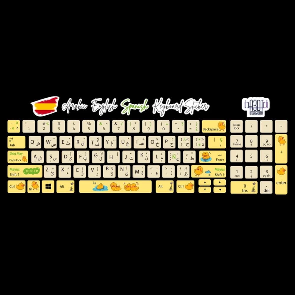 hS5S8p6MjLlVRbNFcbxG7G3bA7w9H3xoWLZpLtty.jpg Ducks (Arabic - English- Spanish)- keyboard sticker - الصورة 1