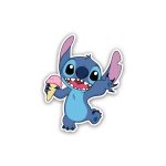 Stitch Cartoon eating ice cream- Sticker