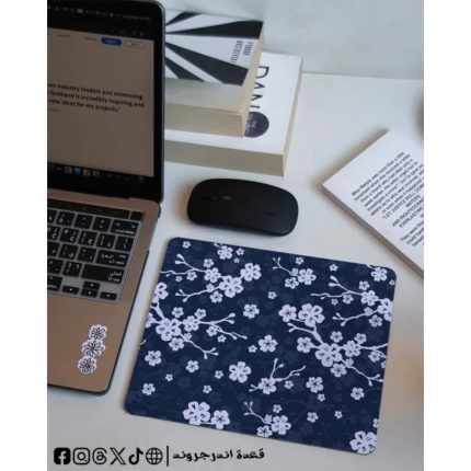 navy flowers -mouse pad