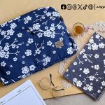 Navy Flowers - 15.6 inch bag