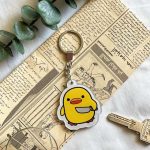 Yellow duck with knife -key chain
