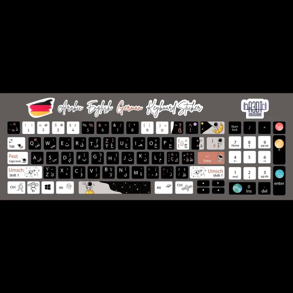 pv2FGa8uQ8SItROjLISIL7Lanb2IWAFVfwpQo7xg.jpg - keyboard stickerAstronaut and rocket (Arabic - English- German) - الصورة 1