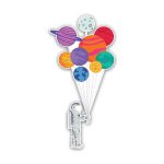 Astronaut standing with planet balloon- Sticker