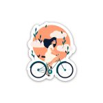 Girl rides bicycle- Sticker