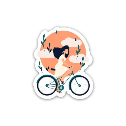 Girl rides bicycle- Sticker