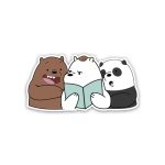 we bare bears reading  الدببة الثلاثة reading book- sticker