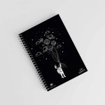 Astronaut Balloon Planet black -note