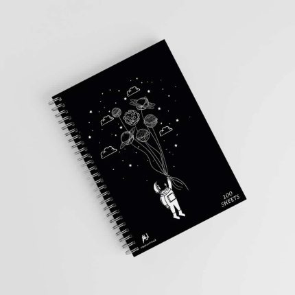 Astronaut Balloon Planet black -note